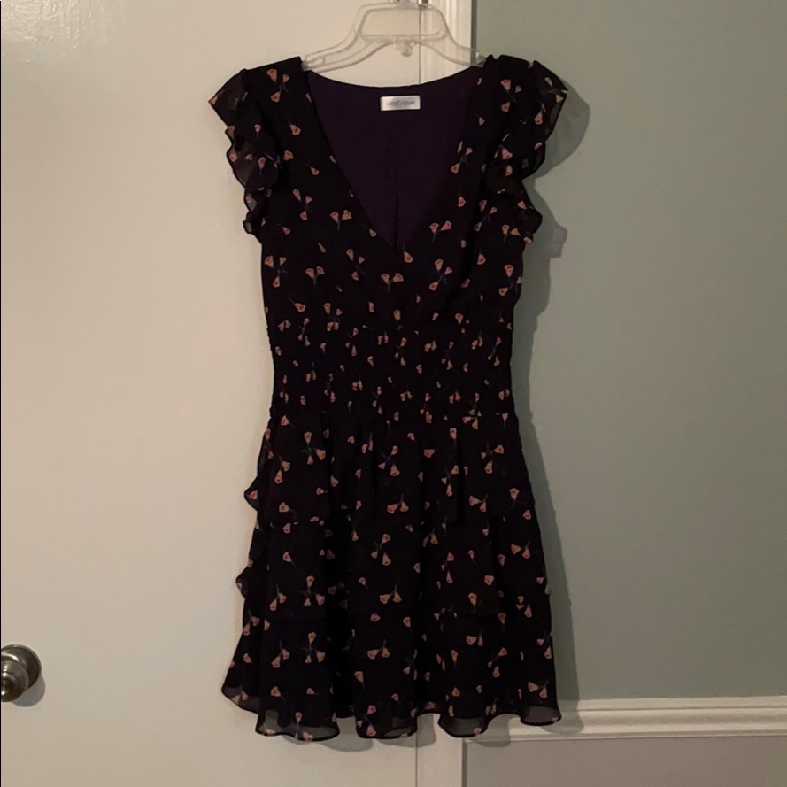 Navy Floral Smocked Waist Dress